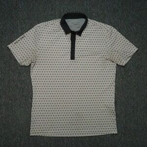 Galvin Green Shirt‎ Mens Medium Gray Black Performance Polo Geo Polka Dot
